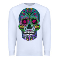White sugar skull Premium Sweatshirt - FaDigitalArtStudio