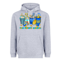Heather Grey down syndrome coffee cups Heavyweight Hoodie - Zillion Design Studio