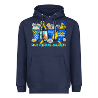 Navy down syndrome coffee cups Heavyweight Hoodie - Zillion Design Studio