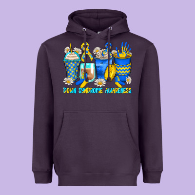 Down Syndrome Coffee Cups Heavyweight Hoodie Designed By Zillion Design Studio
