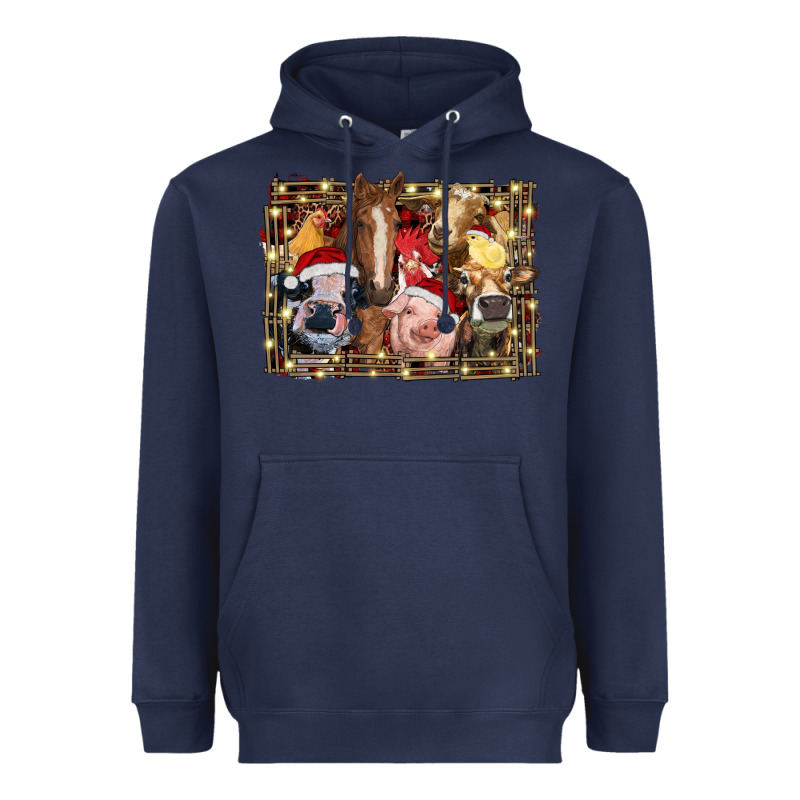 Christmas Farm Animals Heavyweight Hoodie by RanaPortraitStore | Teevron