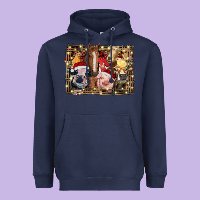 Christmas Farm Animals Heavyweight Hoodie Designed By Ranaportraitstore