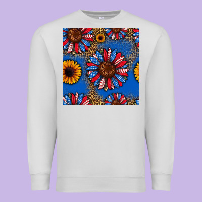 Usa Sunflowers Seamless Pattern Premium Sweatshirt Designed By Hra Design Shop