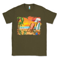 Army Green sunset beach background Classic Tee - BarkalooDesign