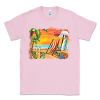 Bubblegum Pink sunset beach background Classic Tee - BarkalooDesign
