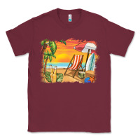 Burgundy sunset beach background Classic Tee - BarkalooDesign