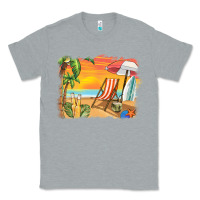 Heather Grey sunset beach background Classic Tee - BarkalooDesign