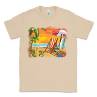 Mushroom sunset beach background Classic Tee - BarkalooDesign