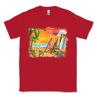 Red sunset beach background Classic Tee - BarkalooDesign