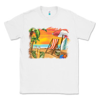White sunset beach background Classic Tee - BarkalooDesign