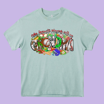 My Favorite Platers Call Me Grandma Baseball Heavy Core Tee Designed By Cowhidedigitalart
