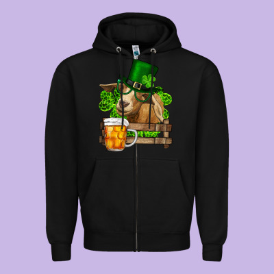 Zipper Hoodie st. patricks day goat and beer