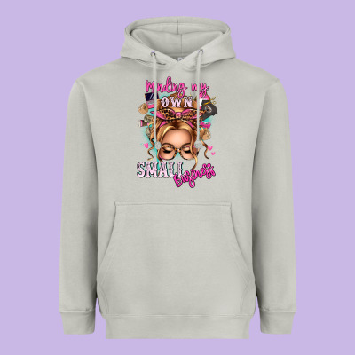 Minding My Own Small Business Blonde Messy Bun Heavyweight Hoodie Designed By Texasbilliewilder