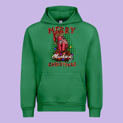 Merry Clucking Christmas Rooster Urban Hoodie Designed By Barkaloodesign
