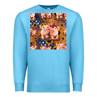 Ocean Blue american pigs seamless pattern Premium Sweatshirt - HRA Design Shop