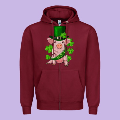 Zipper Hoodie st. patricks day lucky baby pig