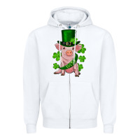 White st. patricks day lucky baby pig Zipper Hoodie - RanaPortraitStore