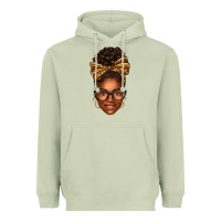 Matcha afro woman messy bun Heavyweight Hoodie - texasbilliewilder