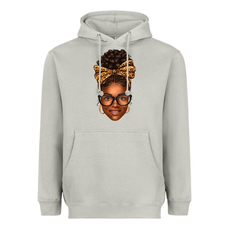Afro Woman Messy Bun Heavyweight Hoodie by texasbilliewilder | Teevron