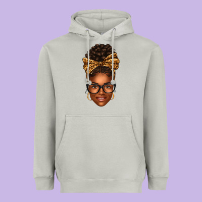 Afro Woman Messy Bun Heavyweight Hoodie Designed By Texasbilliewilder