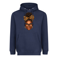 Navy afro woman messy bun Heavyweight Hoodie - texasbilliewilder