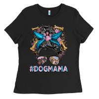 Black dog mama messy bun Ladies Tee - BarkalooDesign