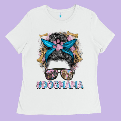 Dog Mama Messy Bun Ladies Tee Designed By Barkaloodesign