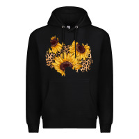 Black sunflower leopard patch Premium Hoodie - AdoDesignShop