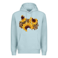 Blue Mist sunflower leopard patch Premium Hoodie - AdoDesignShop