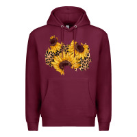Burgundy sunflower leopard patch Premium Hoodie - AdoDesignShop