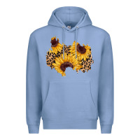 Colony Blue sunflower leopard patch Premium Hoodie - AdoDesignShop