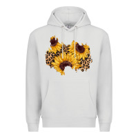 Dove Grey sunflower leopard patch Premium Hoodie - AdoDesignShop