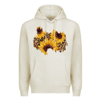 Oatmeal Heather sunflower leopard patch Premium Hoodie - AdoDesignShop