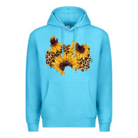 Ocean Blue sunflower leopard patch Premium Hoodie - AdoDesignShop