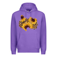 Purple sunflower leopard patch Premium Hoodie - AdoDesignShop