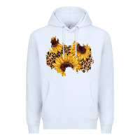 White sunflower leopard patch Premium Hoodie - AdoDesignShop