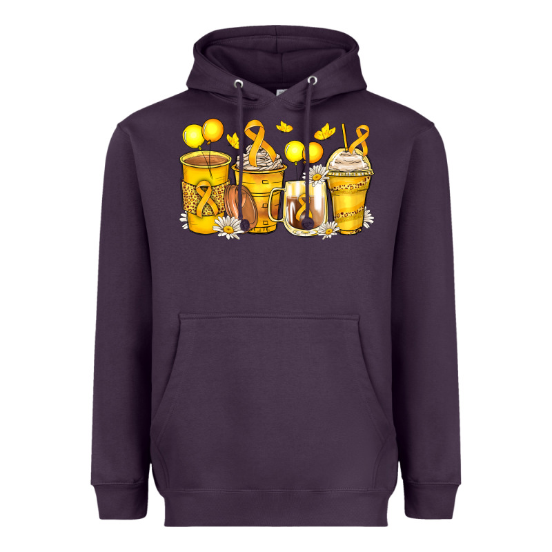 Childhood Cancer Coffee Cups Heavyweight Hoodie by Zillion Design Studio | Teevron