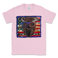Bubblegum Pink bison with american flag Classic Tee - RanaPortraitStore