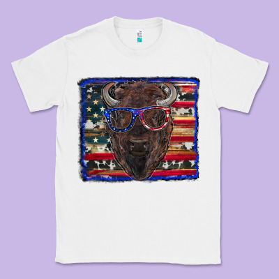 Bison With American Flag Classic Tee Designed By Ranaportraitstore