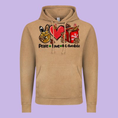 Peace Love  Hot Chocolate Vintage Hoodie Designed By Adodesignshop