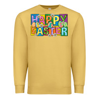 Antique Gold happy easter with eggs Premium Sweatshirt - Neo Western