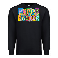 Black happy easter with eggs Premium Sweatshirt - Neo Western