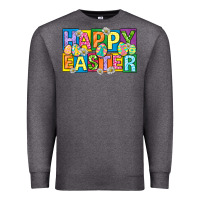 Charcoal Heather happy easter with eggs Premium Sweatshirt - Neo Western