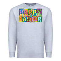 Heather Grey happy easter with eggs Premium Sweatshirt - Neo Western