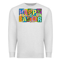 Oatmeal Heather happy easter with eggs Premium Sweatshirt - Neo Western
