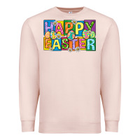 Pale Pink happy easter with eggs Premium Sweatshirt - Neo Western