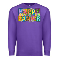 Purple happy easter with eggs Premium Sweatshirt - Neo Western