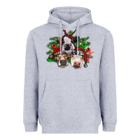 Heather Grey christmas cows with tree Heavyweight Hoodie - RanaPortraitStore