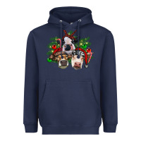 Navy christmas cows with tree Heavyweight Hoodie - RanaPortraitStore