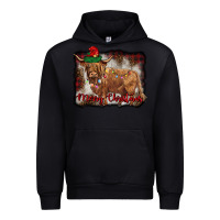 Black merry christmas highland cow Urban Hoodie - BarkalooDesign